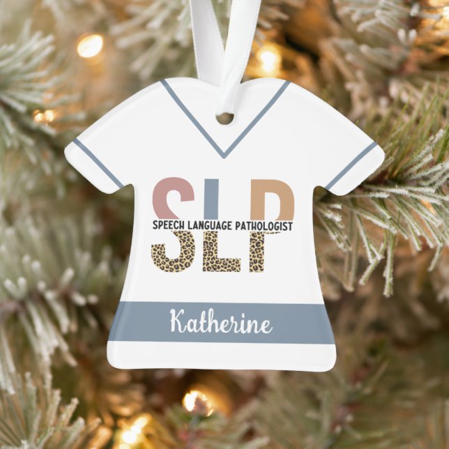 Ornamento Patologista Leopard de Discurso SLP Personalizado (Árvore)