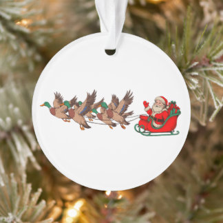 Ornamento Patos Mallard Trenó do Papai Noel Caçador de Natal