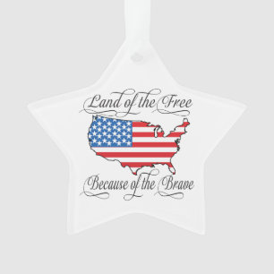 Ornamento Patriótica American Flag Land of Free Brave Custom