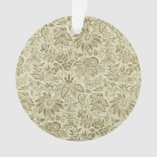 Ornamento Patterno Floral Verde Sage - Damasco Antiquado