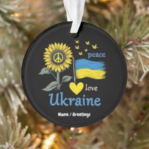 Ornamento Paz Ame Ucrânia Bandeira de Girassol com Orgulho