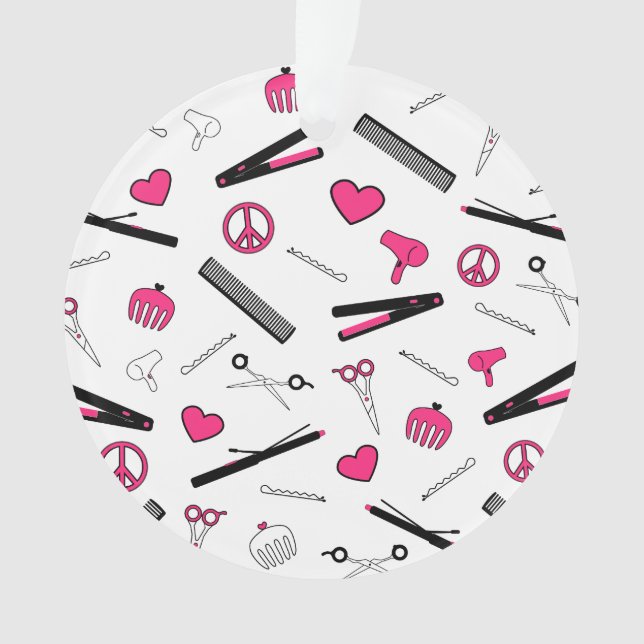 Ornamento Paz, amor, & acessórios do cabelo (rosa) (Frente)