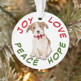 Ornamento Peace Hope Love Jack Russell Terrier Natal