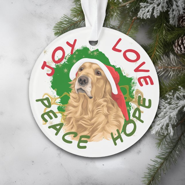 Ornamento Peace Hope Santa Hat - Retriever Ouro (Criador carregado)