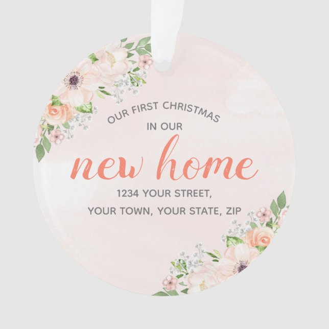 Ornamento Peach Floral Nosso Novo Domicílio (Frente)
