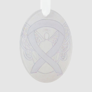 Ornamento Pearl White Awarness Ribbon Angel Ornament