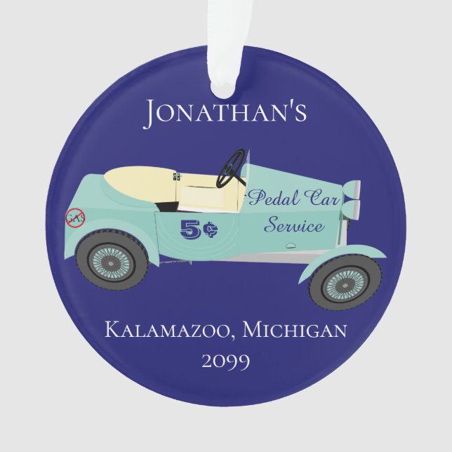 Ornamento Pedal Car Service 5 pt Nome Data Local Sem Gás (Frente)