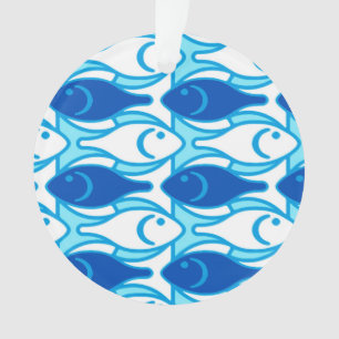 Ornamento Peixe Moderno de Meados do Século, azul cobalto