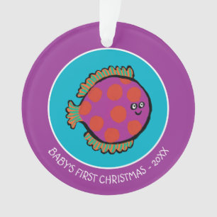 Ornamento Peixe-Pota Rosa e Laranja Polka