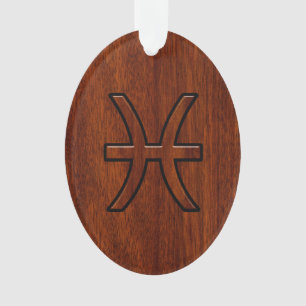 Ornamento Peixes Símbolo Zodíaco Rich Mahogany estilo made
