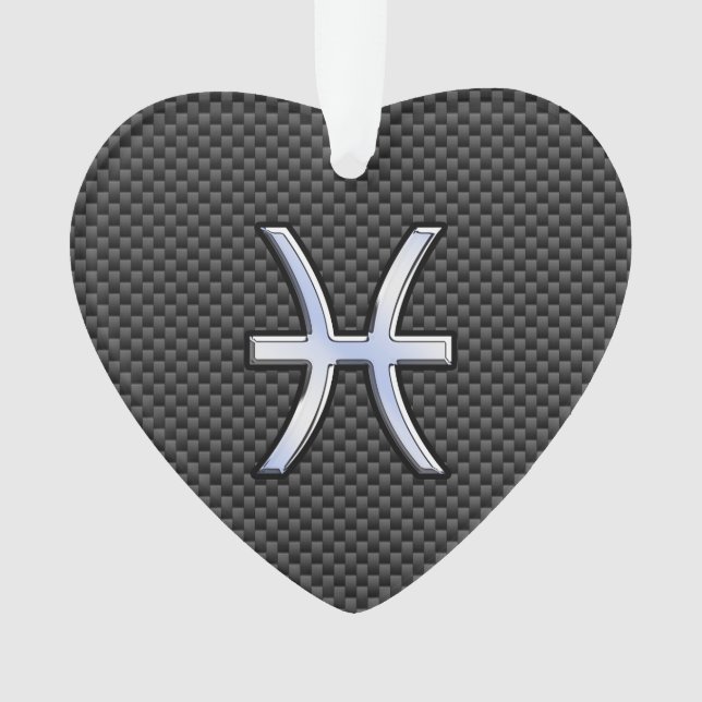 Ornamento Peixes Sinal de Zodíaco no Estilo de Fibra de Carb (Frente)