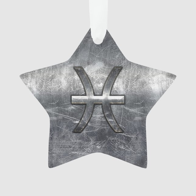 Ornamento Peixes Zodiac Sign in grunge Steel (Frente)