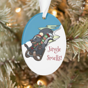Ornamento Pele Em Um Sled Jingle Cheira! Cartoon de Natal