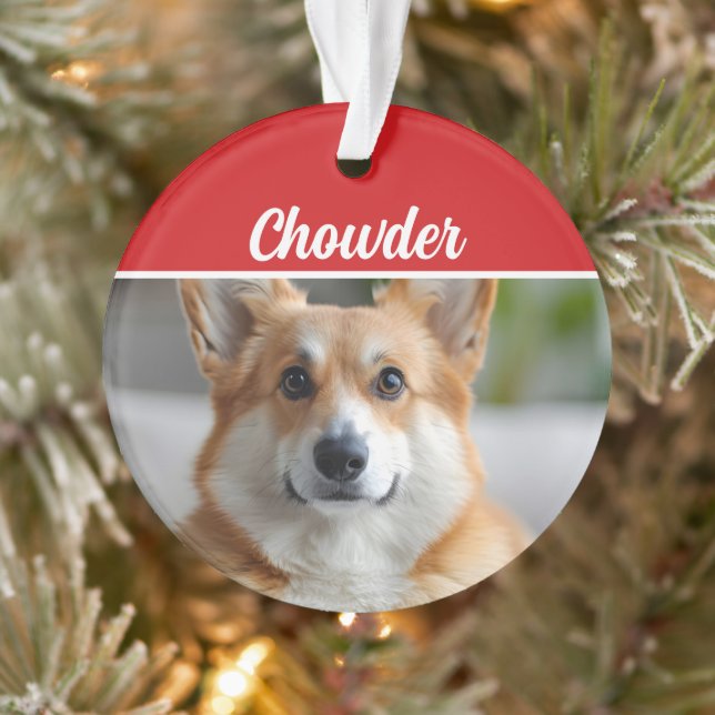 Ornamento Pembroke Welsh Corgi Nome Foto Natal (Árvore)