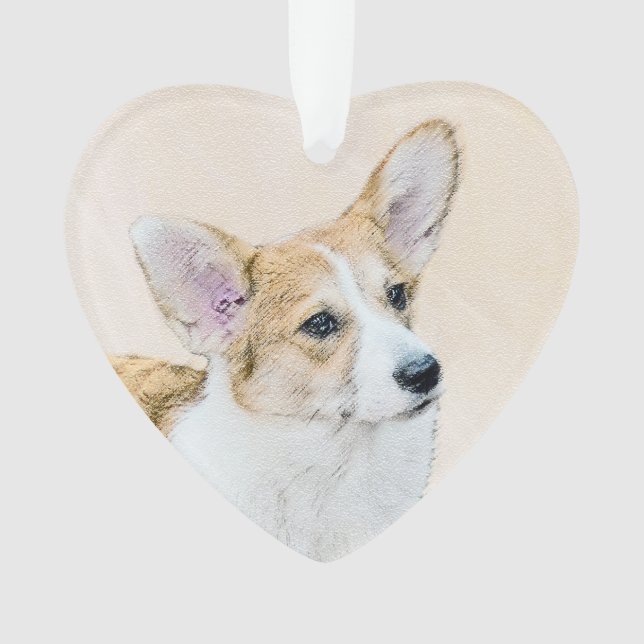 Ornamento Pembroke Welsh Corgi - Pintura Original para Cacho (Frente)