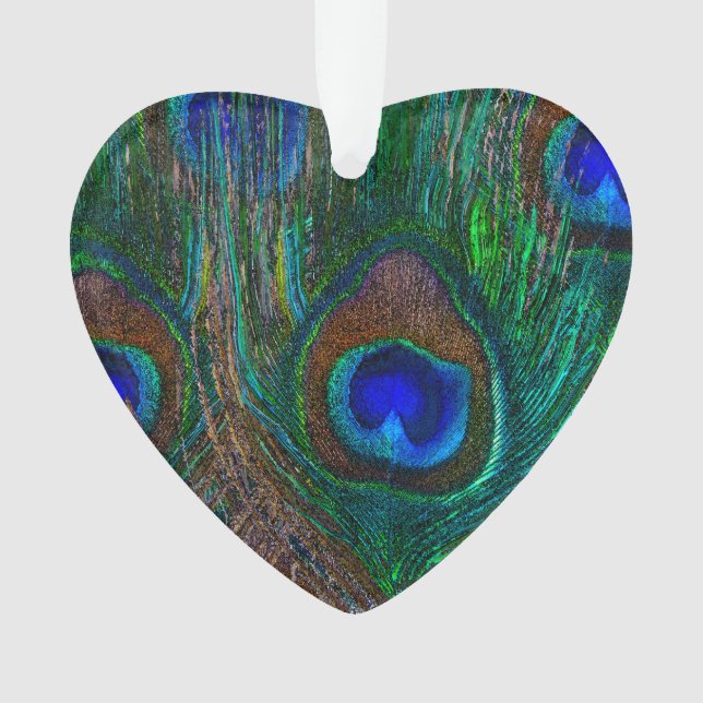 Ornamento Penas Coloridas de Pêssego Estilo de Etching (Frente)