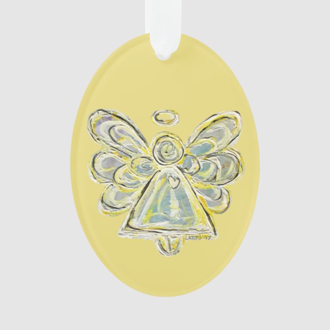 Ornamento Pendente do Anjo do Guardião Branco (Frente)