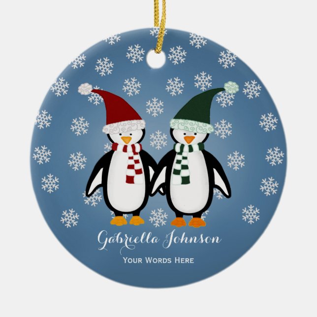 Ornamento Penguin Personalizado (Frente)