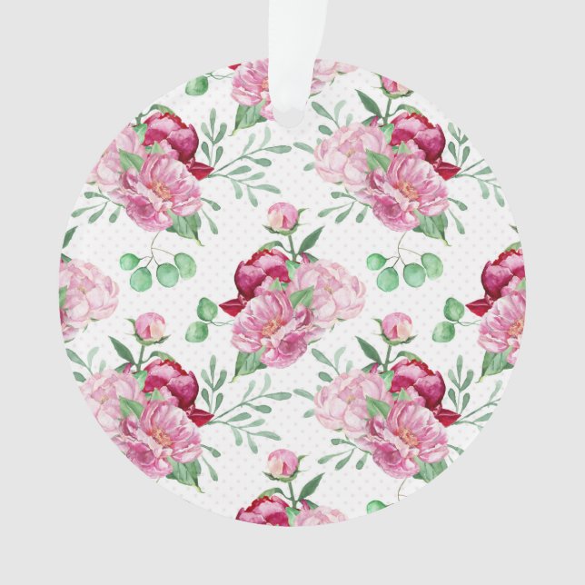 Ornamento peônias cor-de-água rosa (Frente)