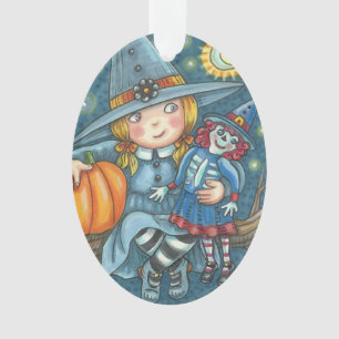 ORNAMENTO PEQUENA GAROTA COM COZINHA E OAR DOLL HALLOWEEN OR
