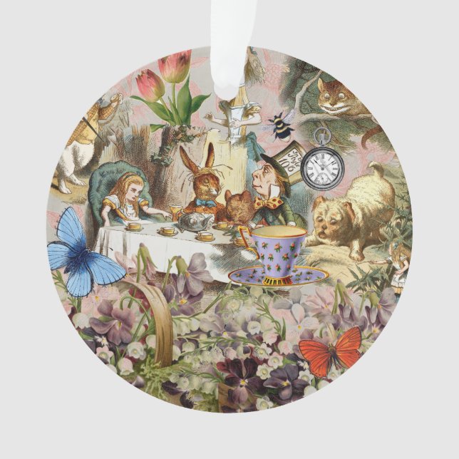 Ornamento personagens da festa de chá de Alice no País das M (Frente)