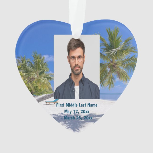 Ornamento Personalização de Foto de Feriado Exótico de Praia (Verso)