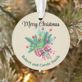 Ornamento Personalizado, Acrílico de Buquê Vermelho e Verde