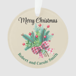 Ornamento Personalizado, Acrílico de Buquê Vermelho e Verde
