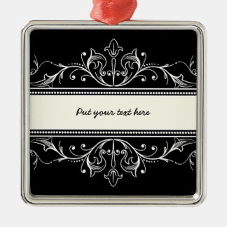 Ornamento personalizado branco preto de borda fund
