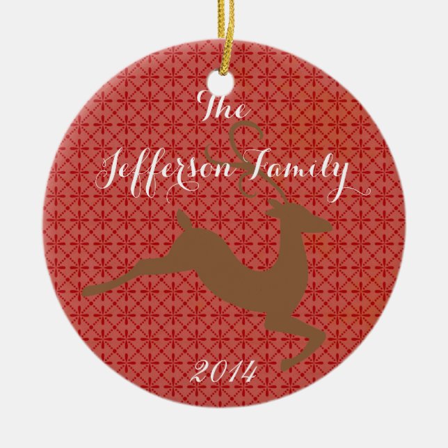 Ornamento Personalizado da Família Rein Deer (Frente)