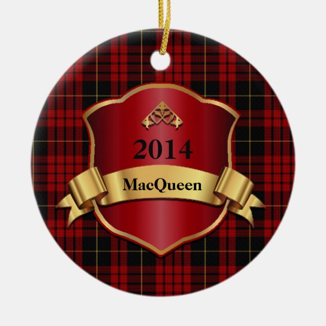 ornamento Personalizado da Xadrez MacQueen Tartan (Frente)