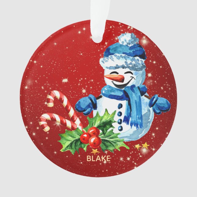 Ornamento Personalizado de Bebê-Saia - Snowman (Frente)