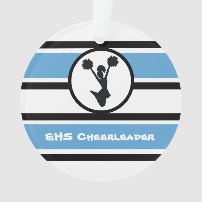 Ornamento Personalizado de Cheerleaderes Azul e Pr (Frente)