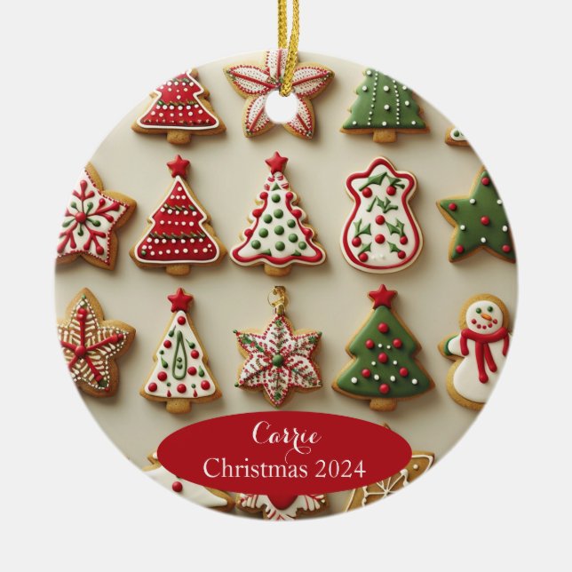 Ornamento Personalizado de Cookies de Natal (Frente)