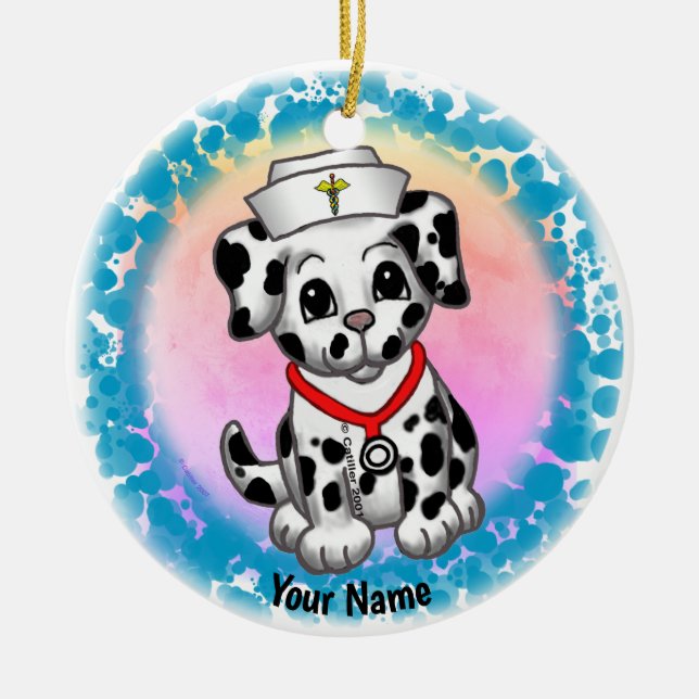 Ornamento personalizado de enfermagem Puppy Dog (Frente)