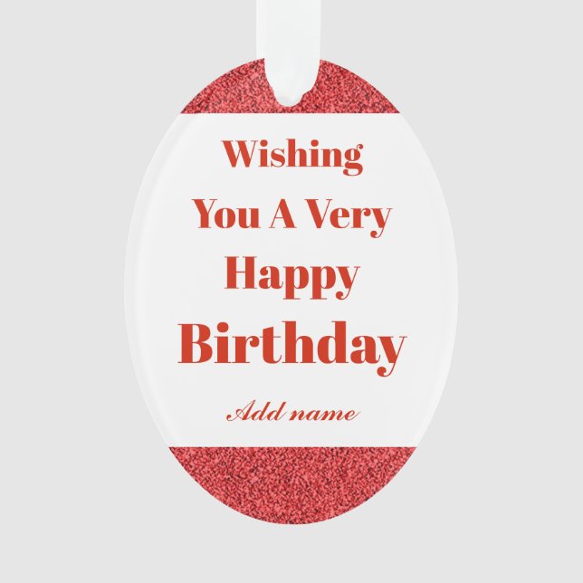 Ornamento personalizado de feliz aniversário de na (Frente)