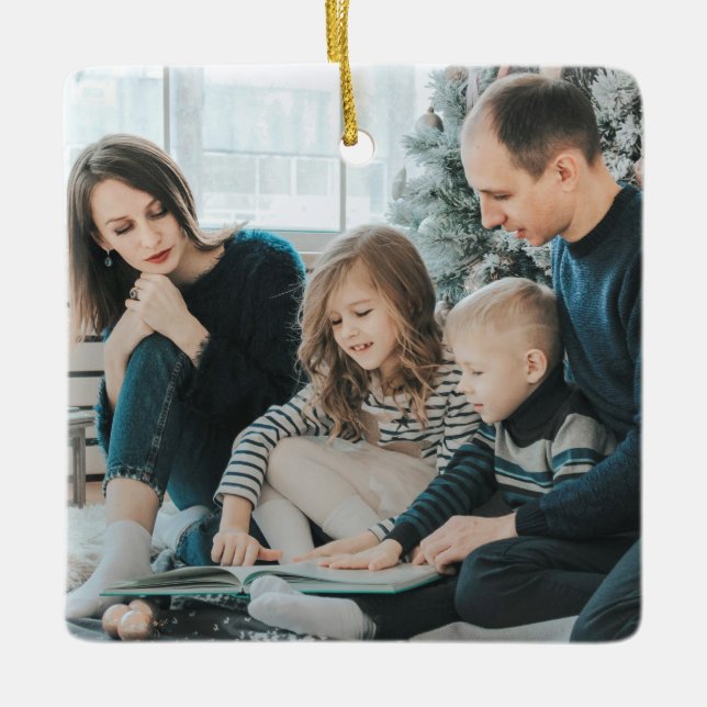 Ornamento Personalizado de Foto e Ano (Frente)