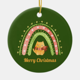 Ornamento Personalizado De Gato De Natal E Arco-Ír