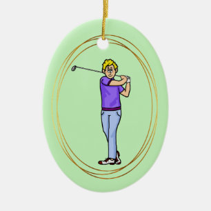 Ornamento Personalizado de Golfer Masculino Louro