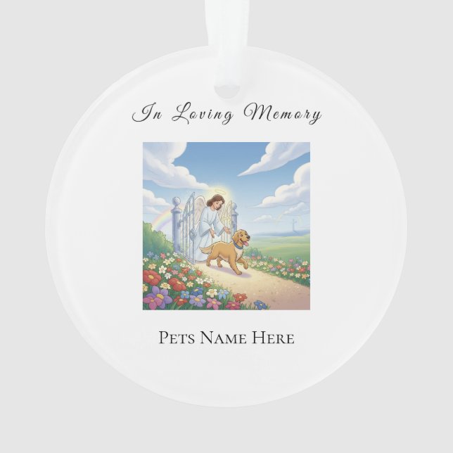 Ornamento Personalizado de Memorial de Pet Ponte d (Verso)
