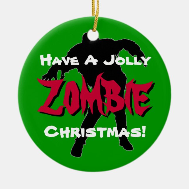 Ornamento Personalizado de Natal Jolly Zombie (Ver (Frente)