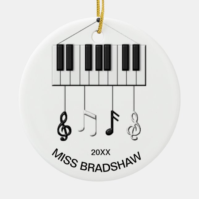 Ornamento Personalizado de Professores de Piano (Frente)