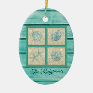 Ornamento Personalizado de Seashell de Teal
