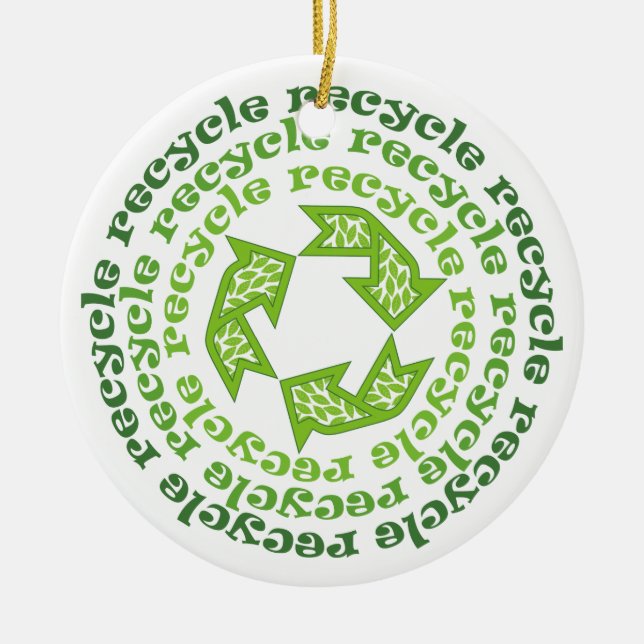 ornamento personalizado de sinal de reciclar (Frente)