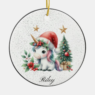 Ornamento Personalizado de Unicórnio de Natal