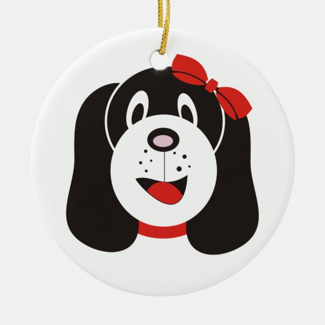 Ornamento personalizado do cachorrinho de bobo fel (Frente)