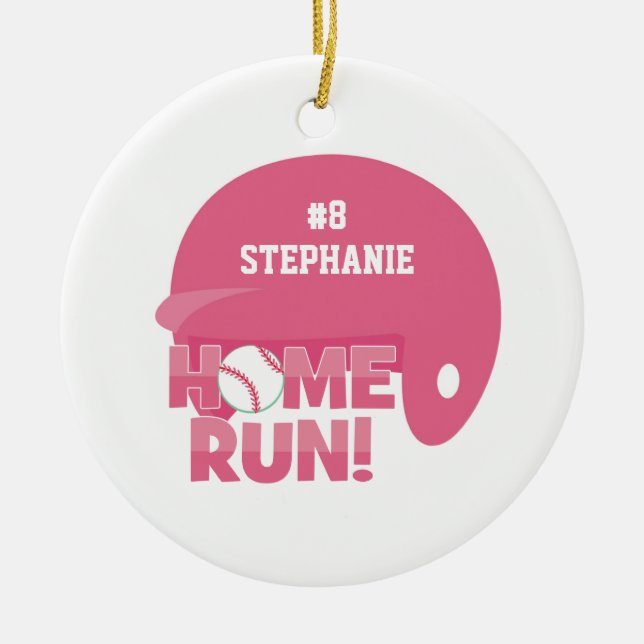 Ornamento personalizado do capacete do home run do (Frente)