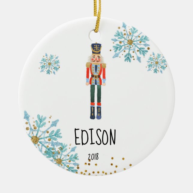 Ornamento personalizado do Nutcracker para o bebé (Frente)
