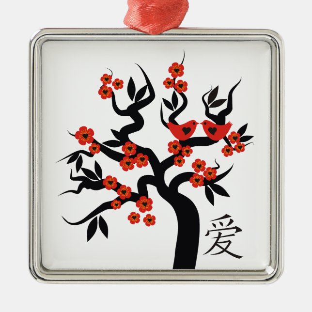 Ornamento personalizado do símbolo de amor chinês  (Frente)