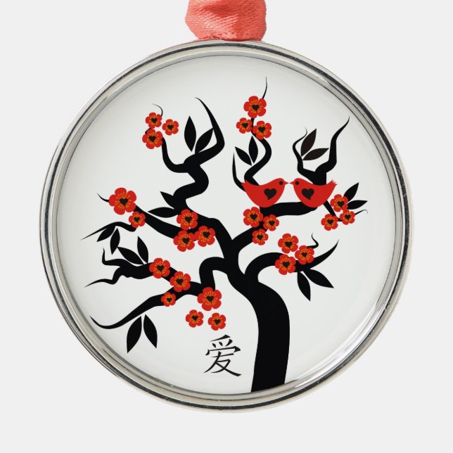 Ornamento personalizado do símbolo de amor chinês  (Frente)